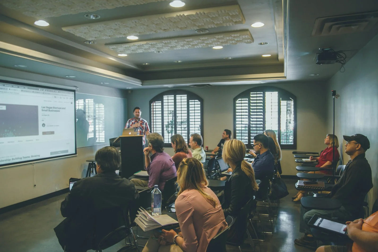 Workshop room with a presenter and attendees